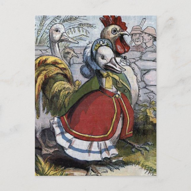 Vintage Illustration "Old Mother Goose" Postkarte (Vorderseite)