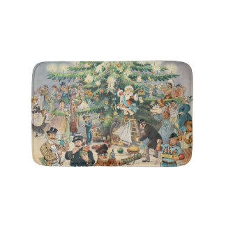 Vintage Illustration Puck's Christmas Tree, 1902 Badematte