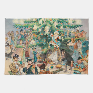 Vintage-Illustration Pucks Weihnachtsbaum, 1902 Geschirrtuch