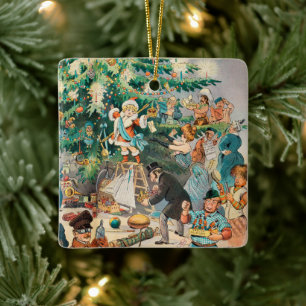 Vintage-Illustration Pucks Weihnachtsbaum, 1902 Keramikornament