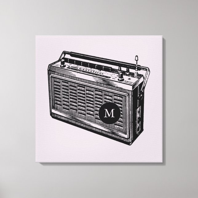 Vintage Illustration Radio Monogram Leinwand (Vorderseite)