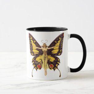 Vintage-Illustration Schmetterlingsfee Tasse