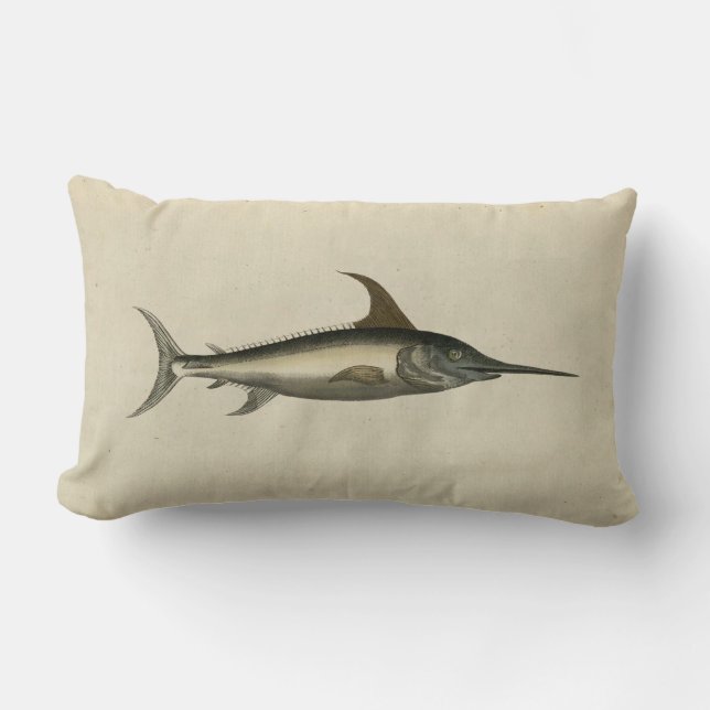 Vintage Illustration Schwertfisch Lendenkissen (Vorderseite)