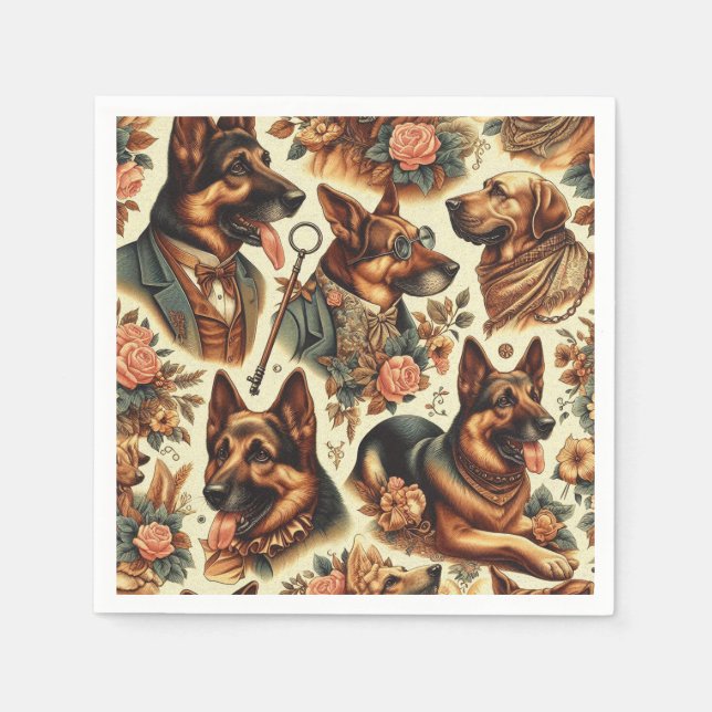 Vintage Illustration Serviette (Vorderseite)