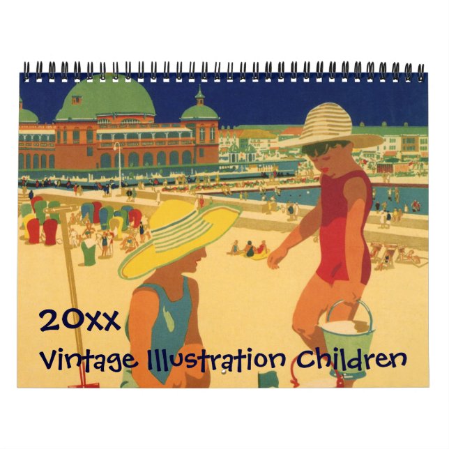 Vintage Illustration Spaß Kinder und Babys spielen Kalender (Titelbild)