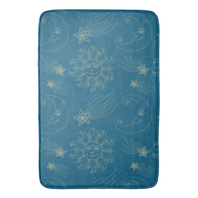 Vintage Illustration Sun Moon Stars Badematte (Vorderseite Vertikal)