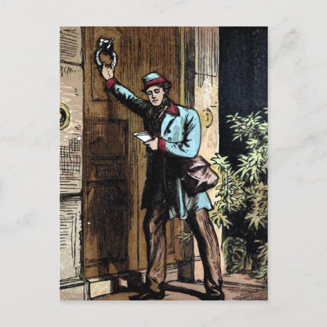 Vintage Illustration "The Mailman" Postkarte (Vorderseite)