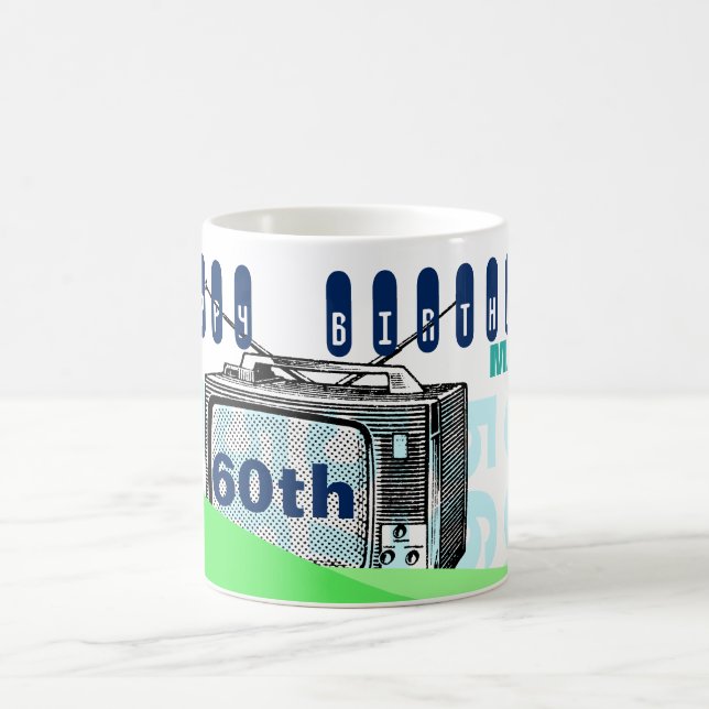 Vintage Illustration TV 60e Anniversaire Mug (Centre)