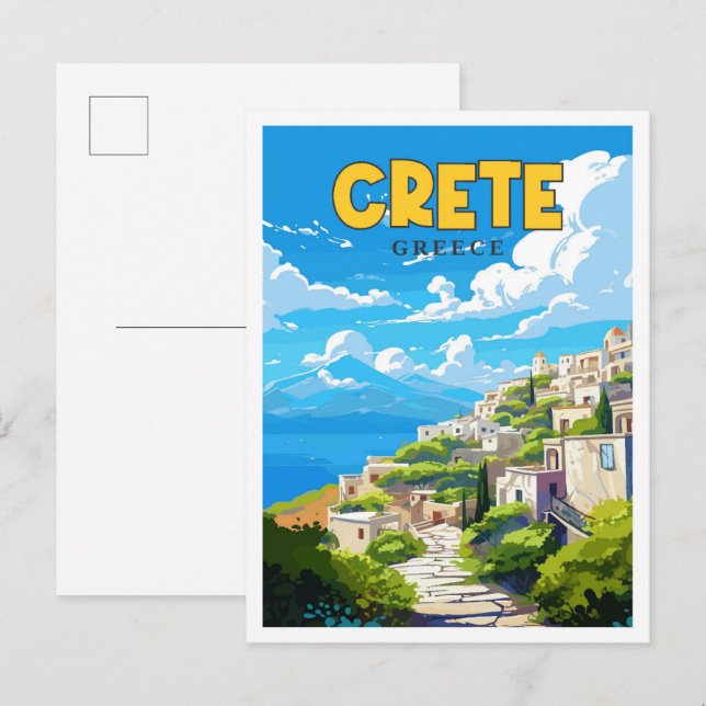 Vintage-Illustration über Kreta Griechenland Postkarte (Vorne/Hinten)