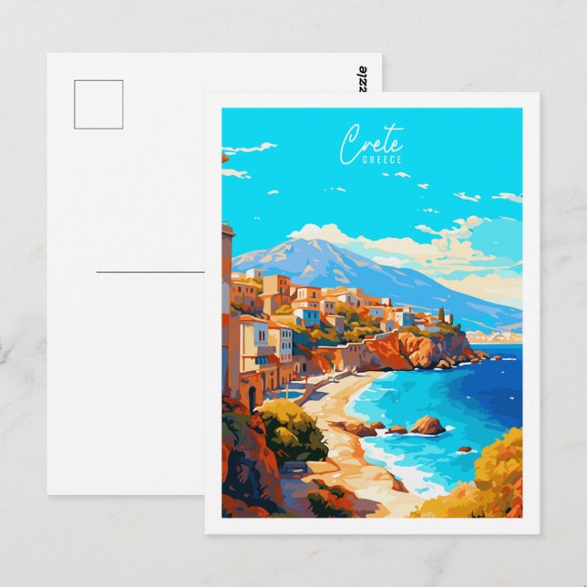 Vintage-Illustration über Kreta Griechenland Postkarte (Vorne/Hinten)