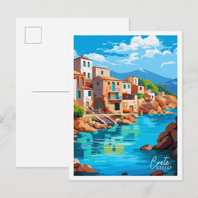 Vintage-Illustration über Kreta Griechenland Postkarte (Vorne/Hinten)