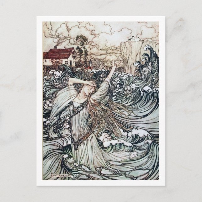 Vintage Illustration von Arthur Rackham Undine Postkarte (Vorderseite)