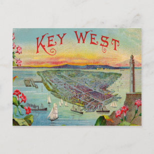 Vintage Illustration von Key West Florida Postkarte