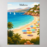 Vintage-Illustration von Mallorca Spanien Reise St