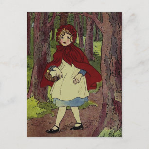 Vintage-Illustration von Rotkäppchen Postkarte