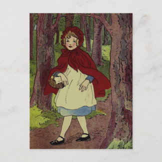 Vintage-Illustration von Rotkäppchen Postkarte