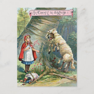 Vintage-Illustration von Rotkäppchen Postkarte