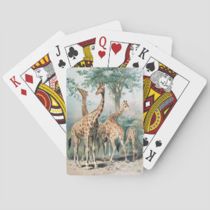 Vintage-Illustration von vier Giraffen auf Spielka Spielkarten