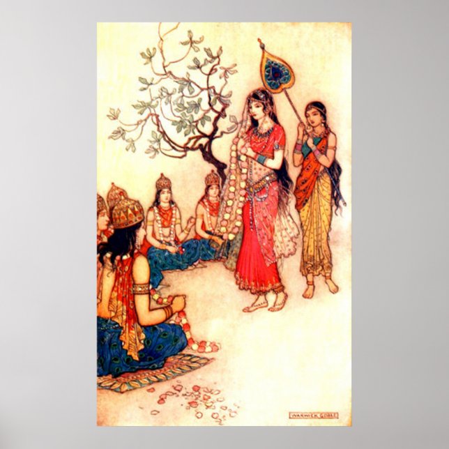 Vintage Illustration von Warwick Goble Poster (Vorne)