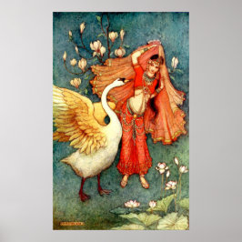 Vintage Illustration von Warwick Goble Swan Maiden Poster