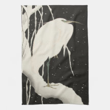 Vintage Illustration von Weißheronvogelschnee