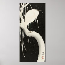 Vintage Illustration von Weißheronvogelschnee
