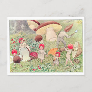 Vintage-Illustration Waldkinder Elsa Beskow Postkarte