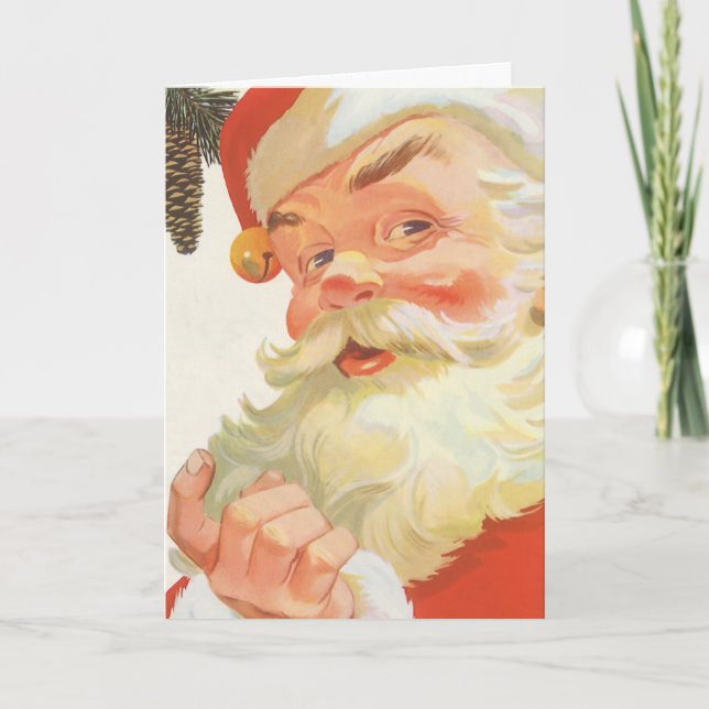 Vintage Illustration Weihnachtsmann Feiertagskarte (Vorderseite)