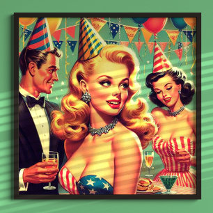 Vintage Illustration zum Party der 50er Jahre Poster