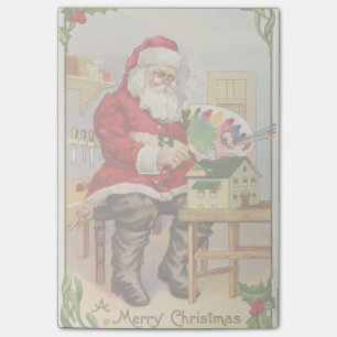 Vintage Illustration zum Santa Workshop Post-it Klebezettel