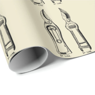 VINTAGE-ILLUSTRATIONEN Baumschere Geschenkpapier