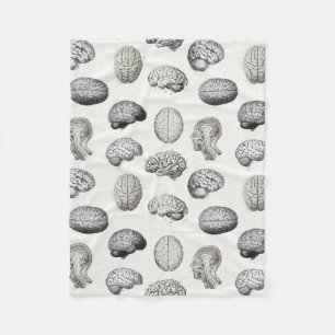 Vintage-Illustrationen der Gehirn Anatomie Biologi Fleecedecke