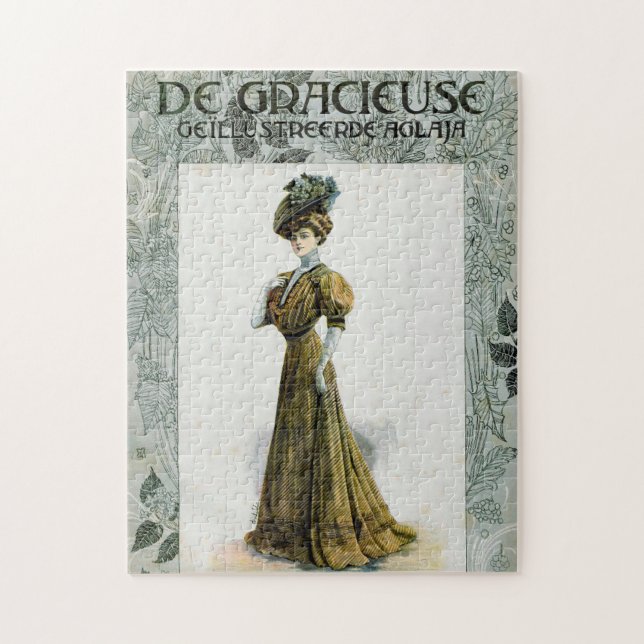 Vintage Illustrationsdame in Traubenhut (Vertikal)