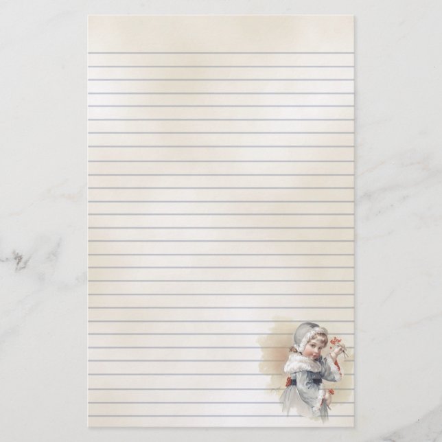 Vintage Illustrationsgeschichten für Winterkinder Briefpapier (Vorderseite)