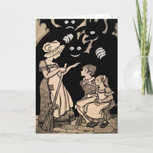 Vintage Illustrationskarte Halloween Feiertagskarte (Vorderseite)