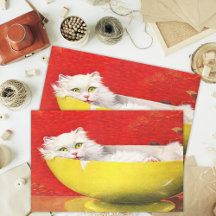 Vintage Illustrationskatze in der Gelbkiste