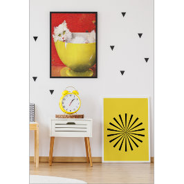 Vintage Illustrationskatze in Gelbschüssel Poster