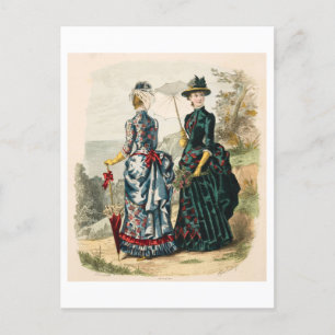 Vintage Illustrationskleider der 80er Jahre Postkarte