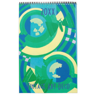 Vintage-Illustrationskunst Art Deco Pochoir-Muster Kalender