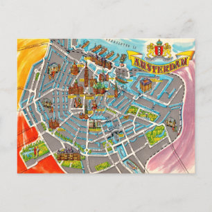 Vintage Illustrierte Amsterdamer Karte