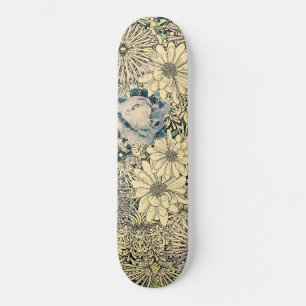 Vintage Illustrierte Blume Skateboard