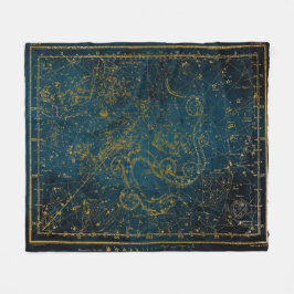 Vintage Illustrierte Dark Blue & Gold Star Karte Fleecedecke