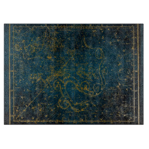 Vintage Illustrierte Dark Blue & Gold Star Karte Schneidebrett