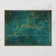 Vintage Illustrierte Green & Gold Lion Star Karte