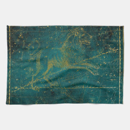 Vintage Illustrierte Green & Gold Lion Star Karte Geschirrtuch