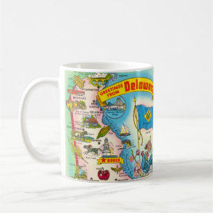 Vintage Illustrierte Karte von Delaware Kaffeetasse