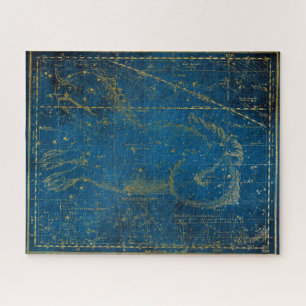 Vintage Illustrierte Mid Blue & Gold Star Karte