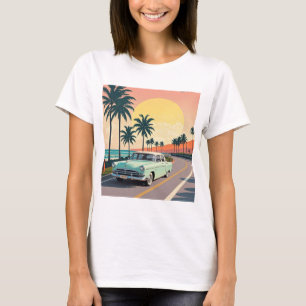 Vintage im Retro-Stil auf einer Küstenstraße T-Shirt