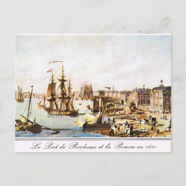 Vintage Image, Bordeaux Hafen 1820 Postkarte (Vorderseite)