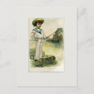 Vintage Image des kleinen Seemanns beim Fang von F Postkarte